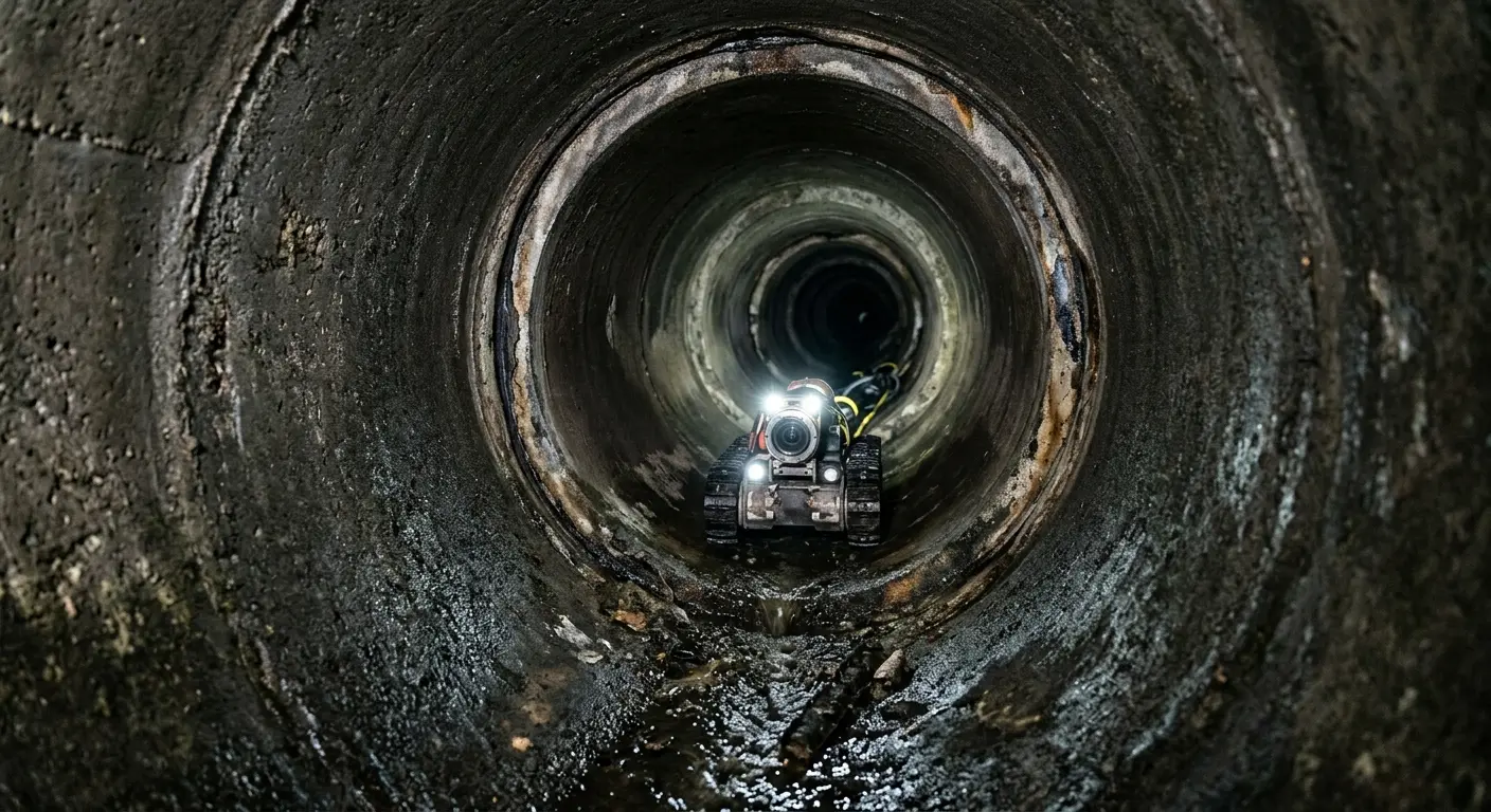 Robotic sewer camera inspecting pipe interior for Drain Snake Service in Pacific Grove